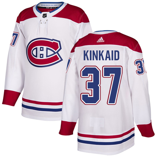Adidas Canadiens #37 Keith Kinkaid White Road Authentic Stitched NHL Jersey
